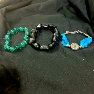 Set of three natural stone bracelets